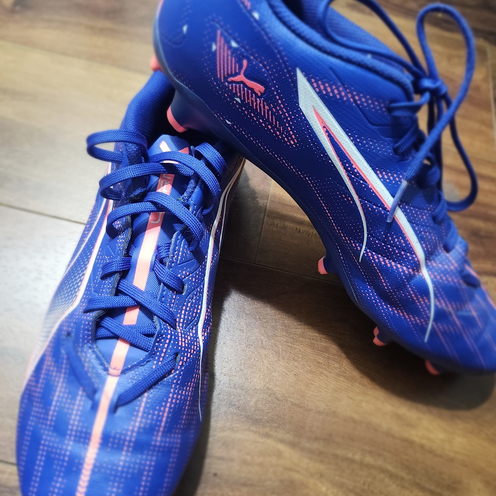 Puma Royal Blue Soccer Cleats with Pink Accents